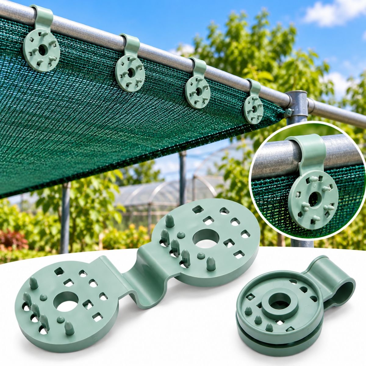 Set 20 cleme clips rotunde fixare plasa de umbrire Breckner Germany – imagine 2
