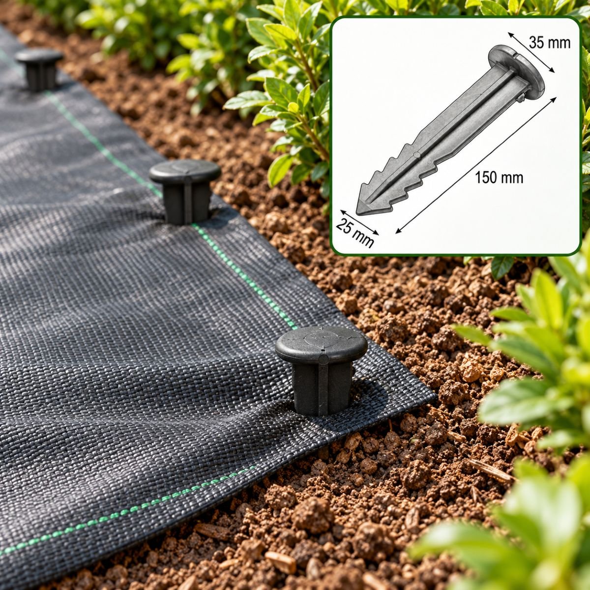 Set 50 cuie tarusi plastic negri 150mm tip harpon pentru fixare folie protectie Breckner Germany – imagine 2