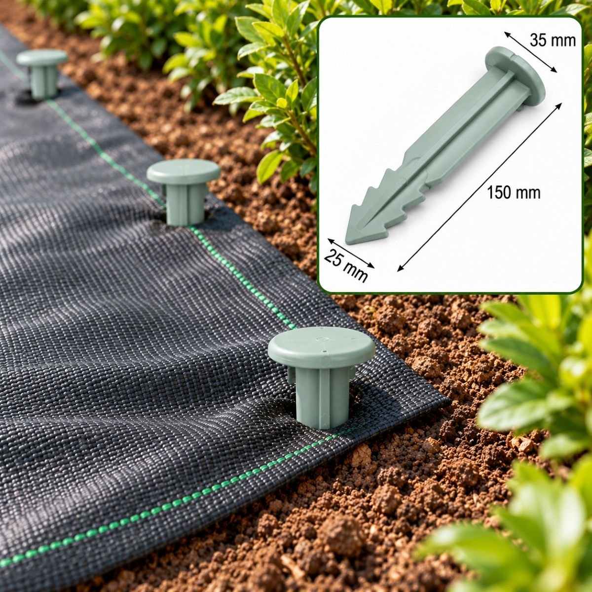 Set 50 cuie tarusi plastic verzi 15cm tip harpon pentru fixare folie protectie Breckner Germany – imagine 2