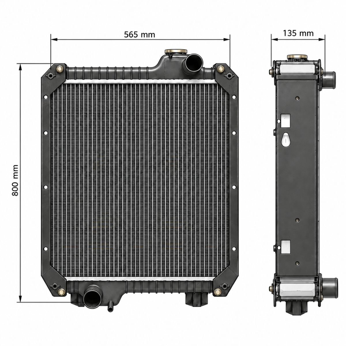 Radiator racire apa Case IH, New Holland, Ford 800x565x135mm cod OEM 87352191, 82033791, 82038687, 87306753, 82028246, 82033523 – imagine 2