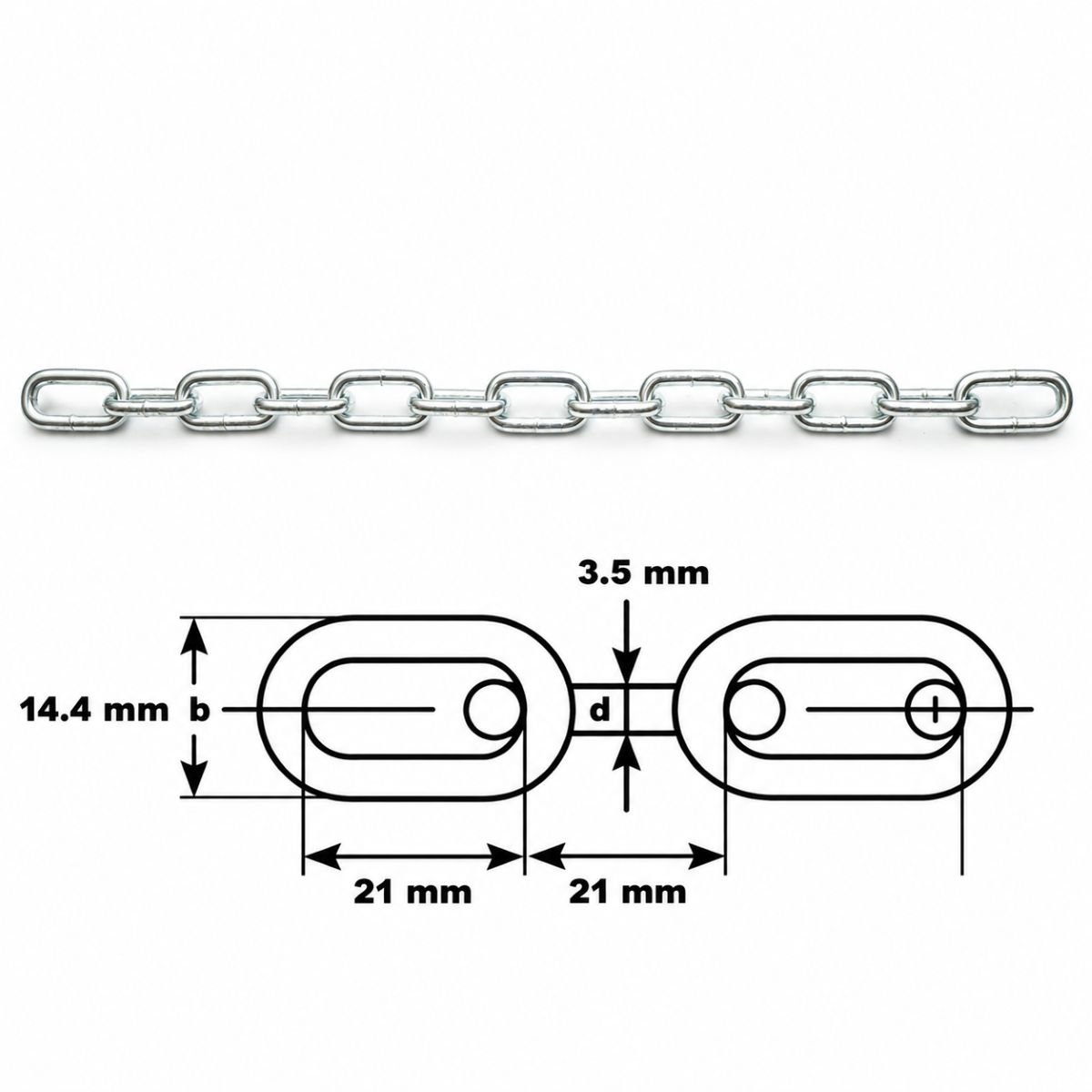 Lant otel zincat za scurta 3.5x14.4x21mm, rola 43.5m – imagine 2