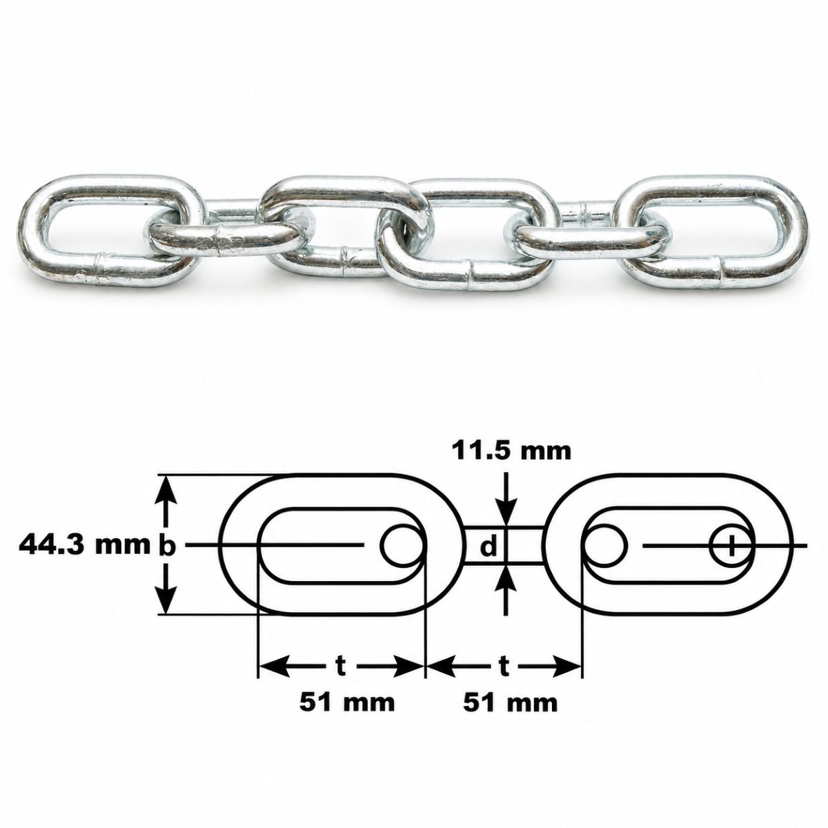 Lant otel zincat za medie 11.5x44.3x51mm, rola 4m – imagine 2