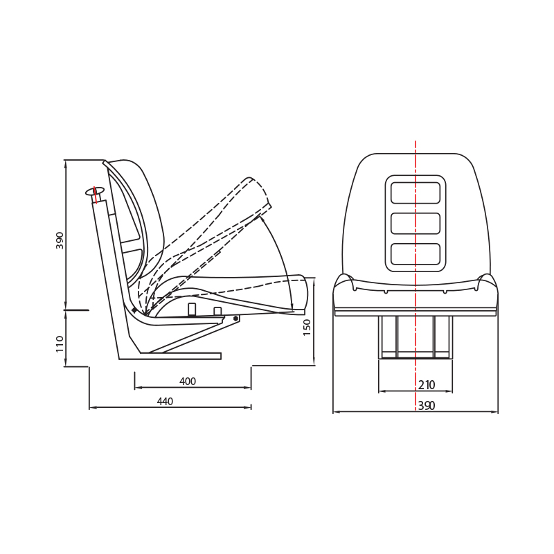 Scaun universal tractor cu sezut rabatabil – imagine 6