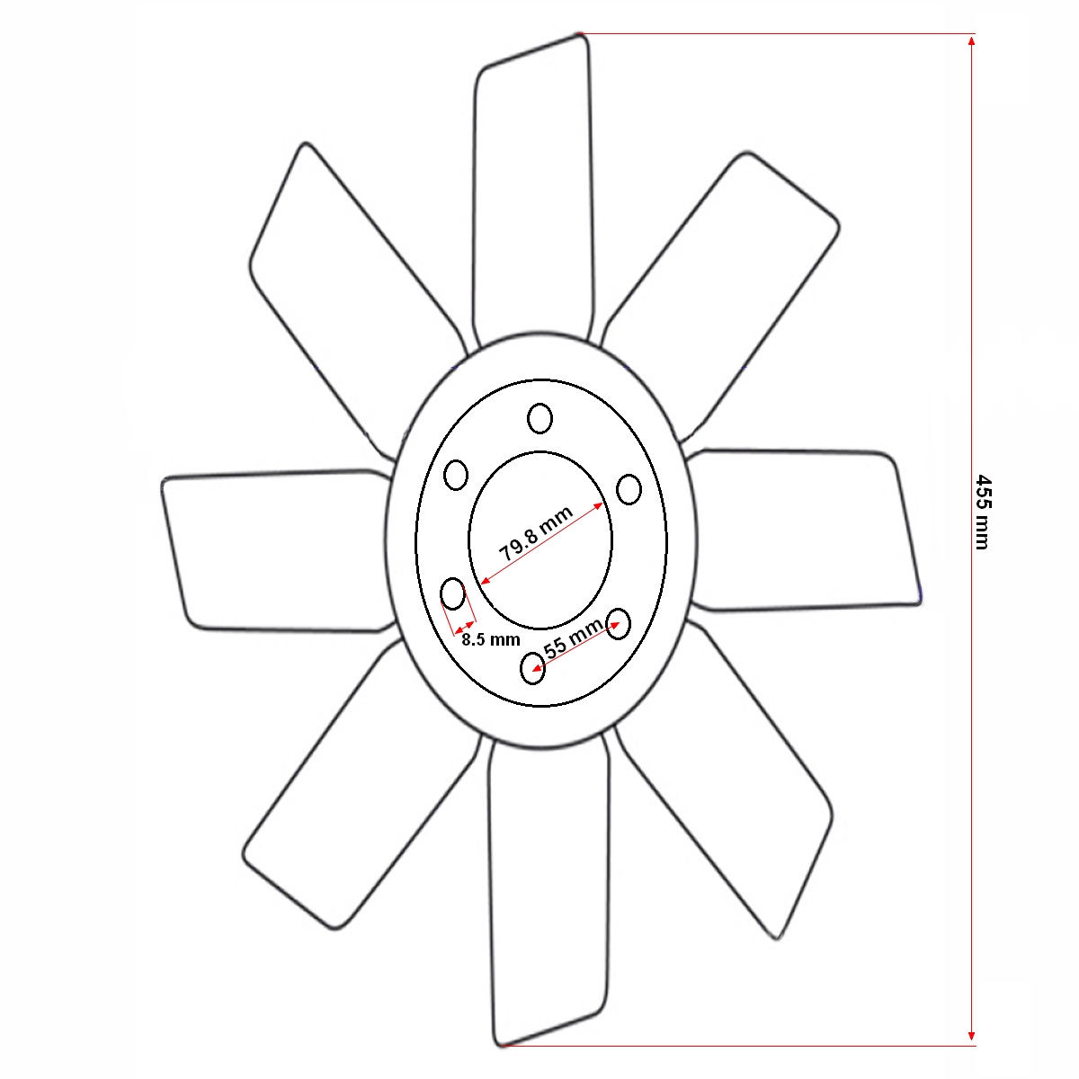 Elice ventilator din plastic cu 8 palete UTB U-650 – imagine 3