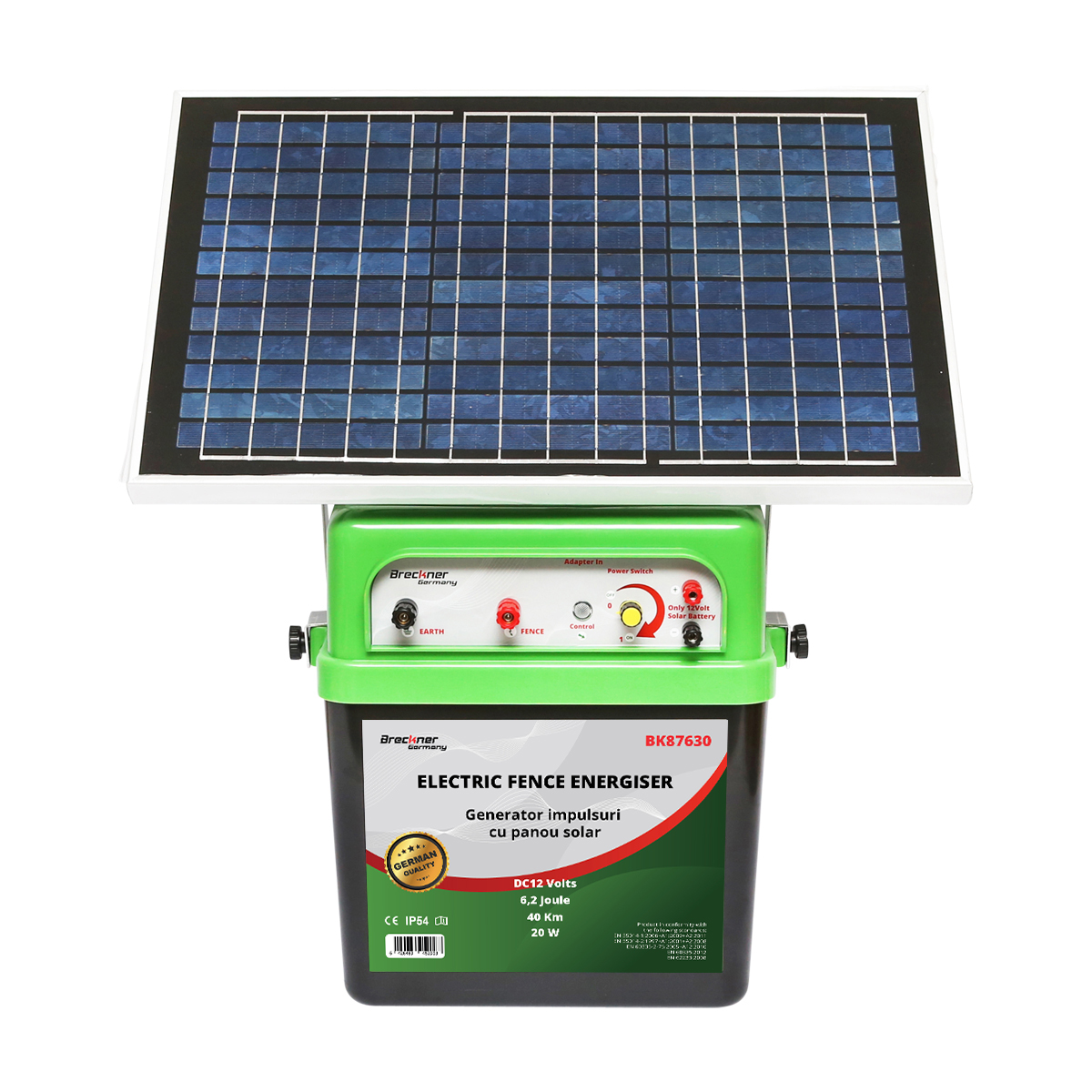 Aparat generator impulsuri 12V 6.2 Joule 40km cu panou solar 20W gard electric Breckner Germany – imagine 2