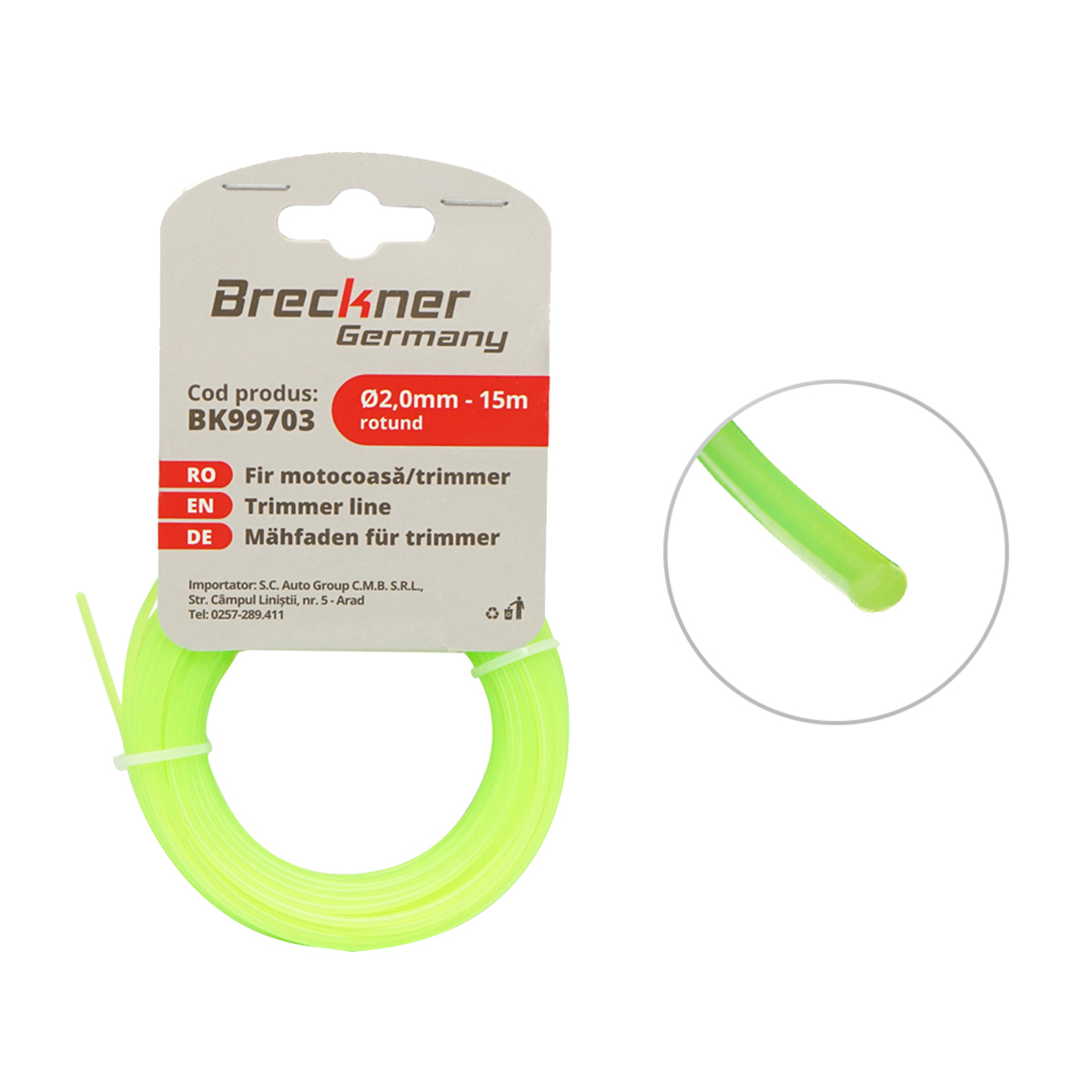 5551 - Fir rotund pentru motocoasa 2 mm x 15 m Breckner Germany Fir rotund pentru motocoasa 2 mm x 15 m Breckner Germany