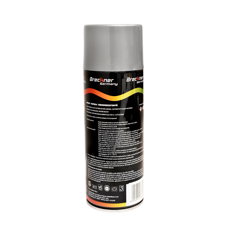 Spray vopsea acrilic termorezistent la 400 grade argintiu 450ml Breckner Germany – imagine 2