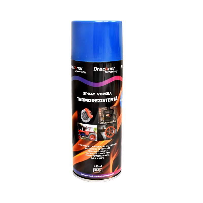 Spray vopsea acrilic termorezistent la 400 grade albastru 450ml Breckner Germany