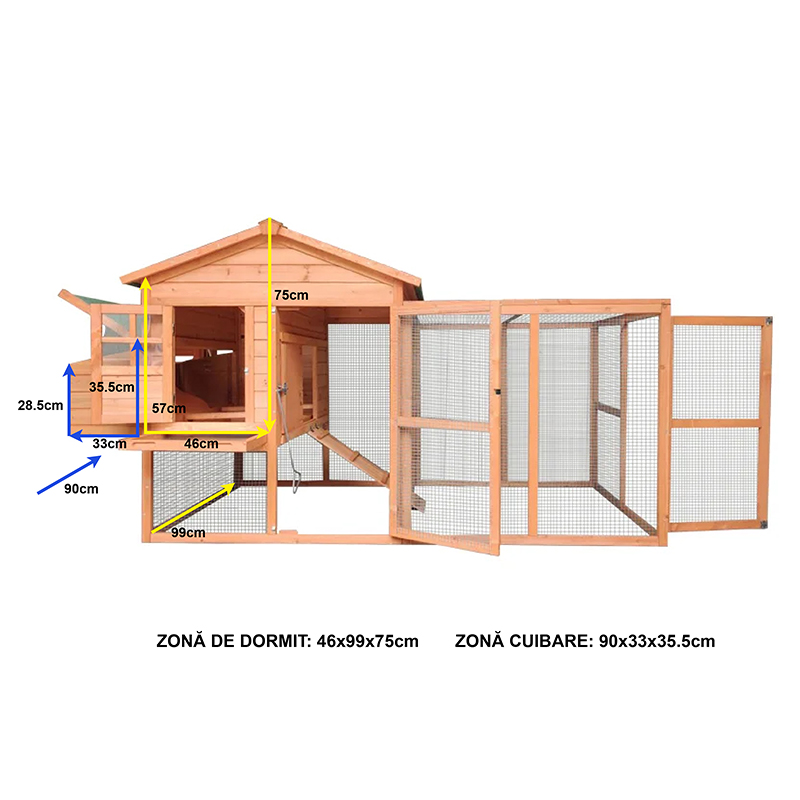 Cotet pentru pasari de curte din lemn 2330x950x1210mm – imagine 4