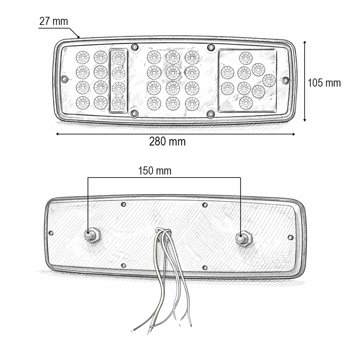 Set lampi spate camion LED 24V 280x105x27mm Breckner Germany – imagine 3