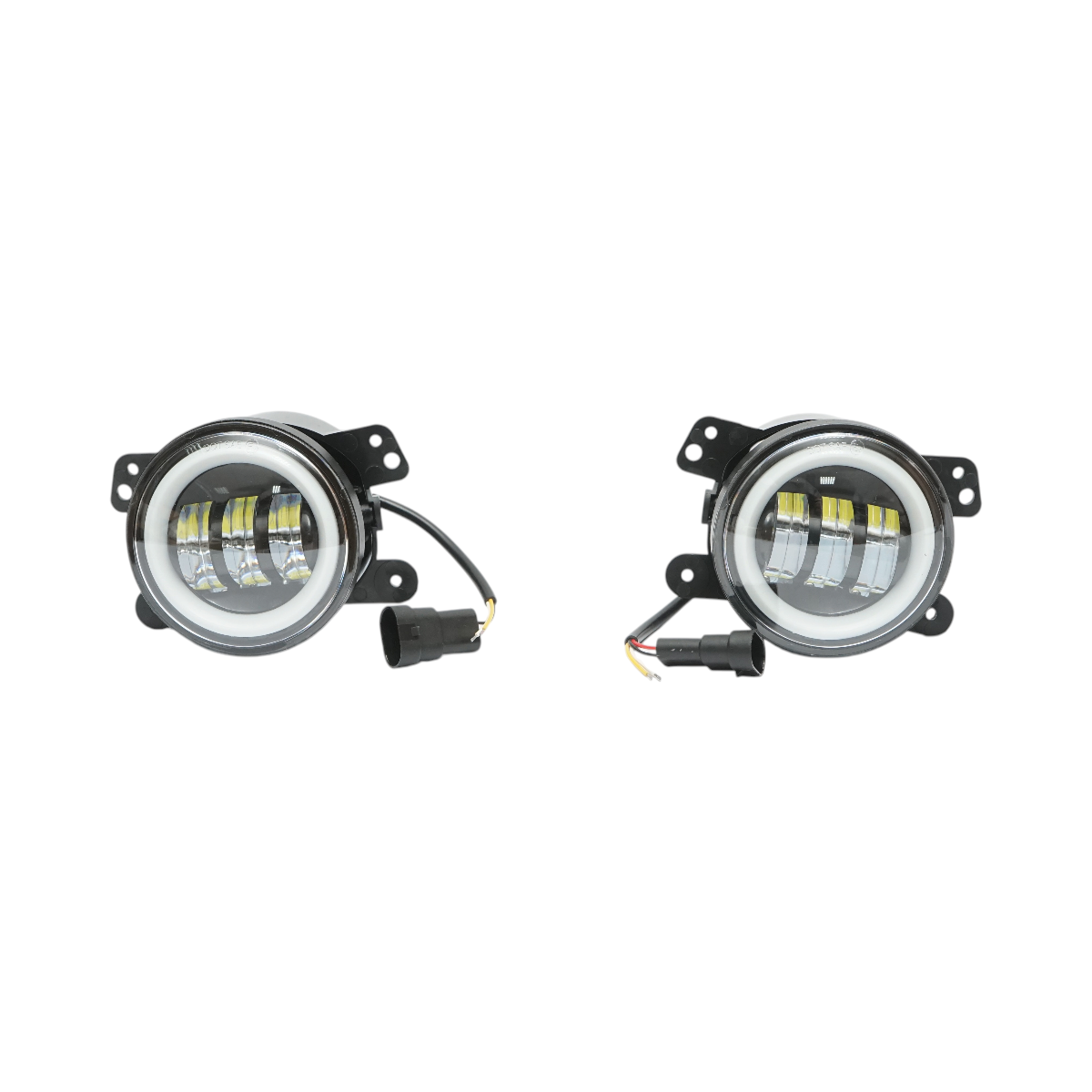 Set 2 proiectoare ceata LED cu DRL Angel Eyes 10-60V 30W, 3 functii alb/galben, lumina de zi, ceata si semnalizare Breckner Germany