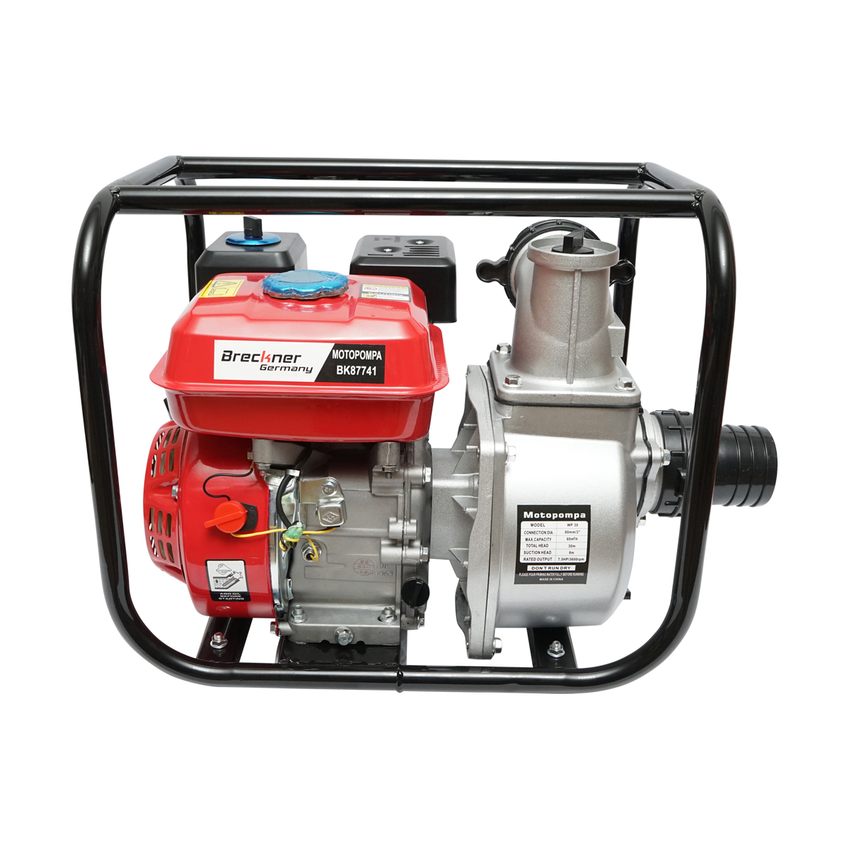 Motopompa pe benzina 7.5 CP tip Honda, 3 toli, debit 60m3/h, adancime absorbtie 8m, inaltime refulare 30m Breckner Germany