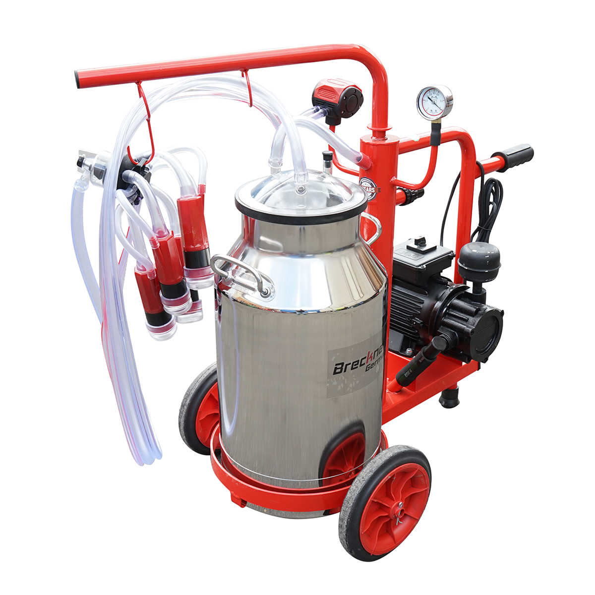 Aparat de muls vaci 1 post bidon 40L inox cu vid in cadru(vacuum) Breckner Germany