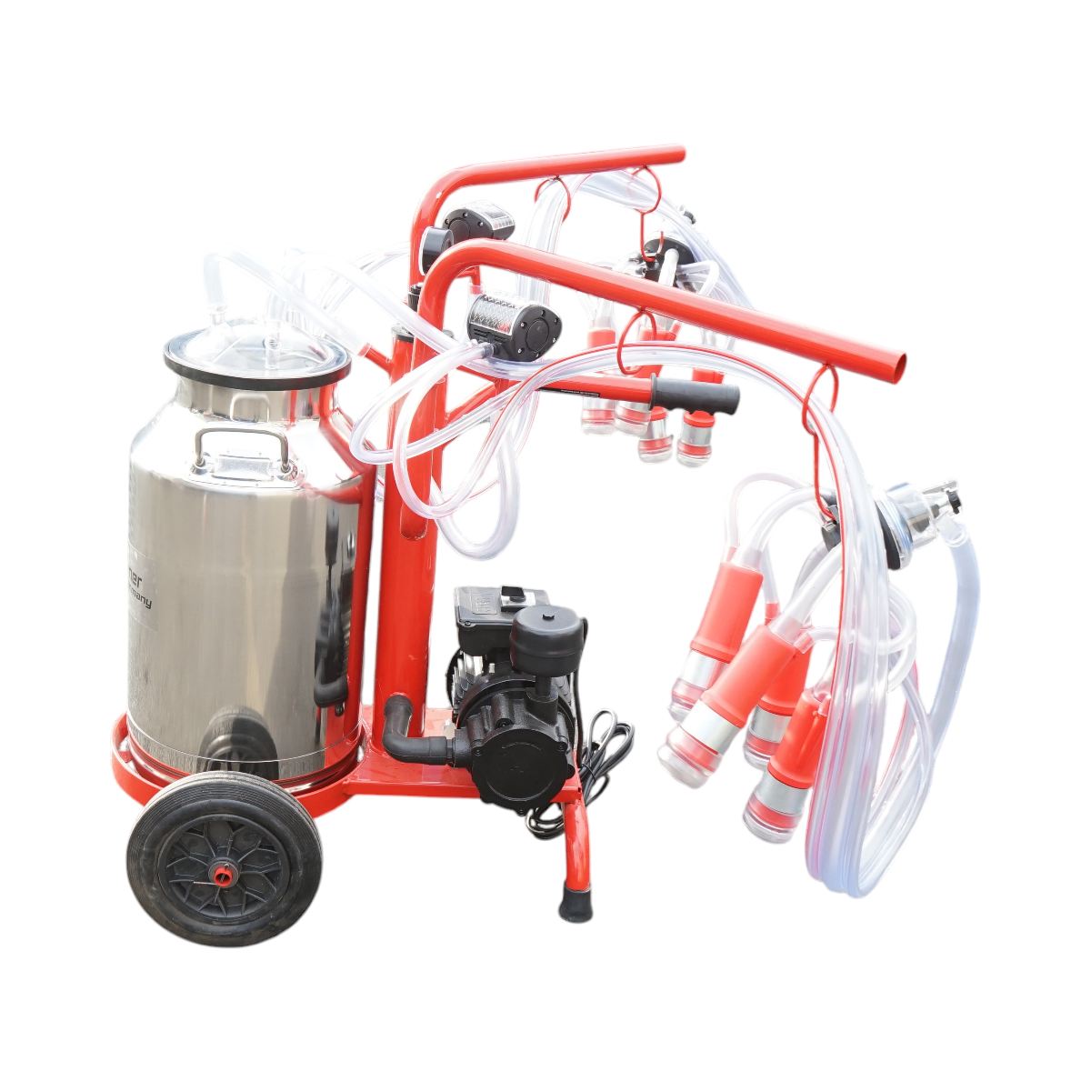 Aparat de muls vaci 2 posturi bidon 40L inox cu vid in cadru(vacuum) Breckner Germany – imagine 3