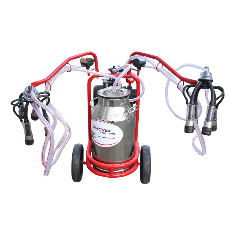 Aparat de muls vaci 2 posturi bidon 40L inox cu butelie, vacuum rezervor Breckner Germany – imagine 7