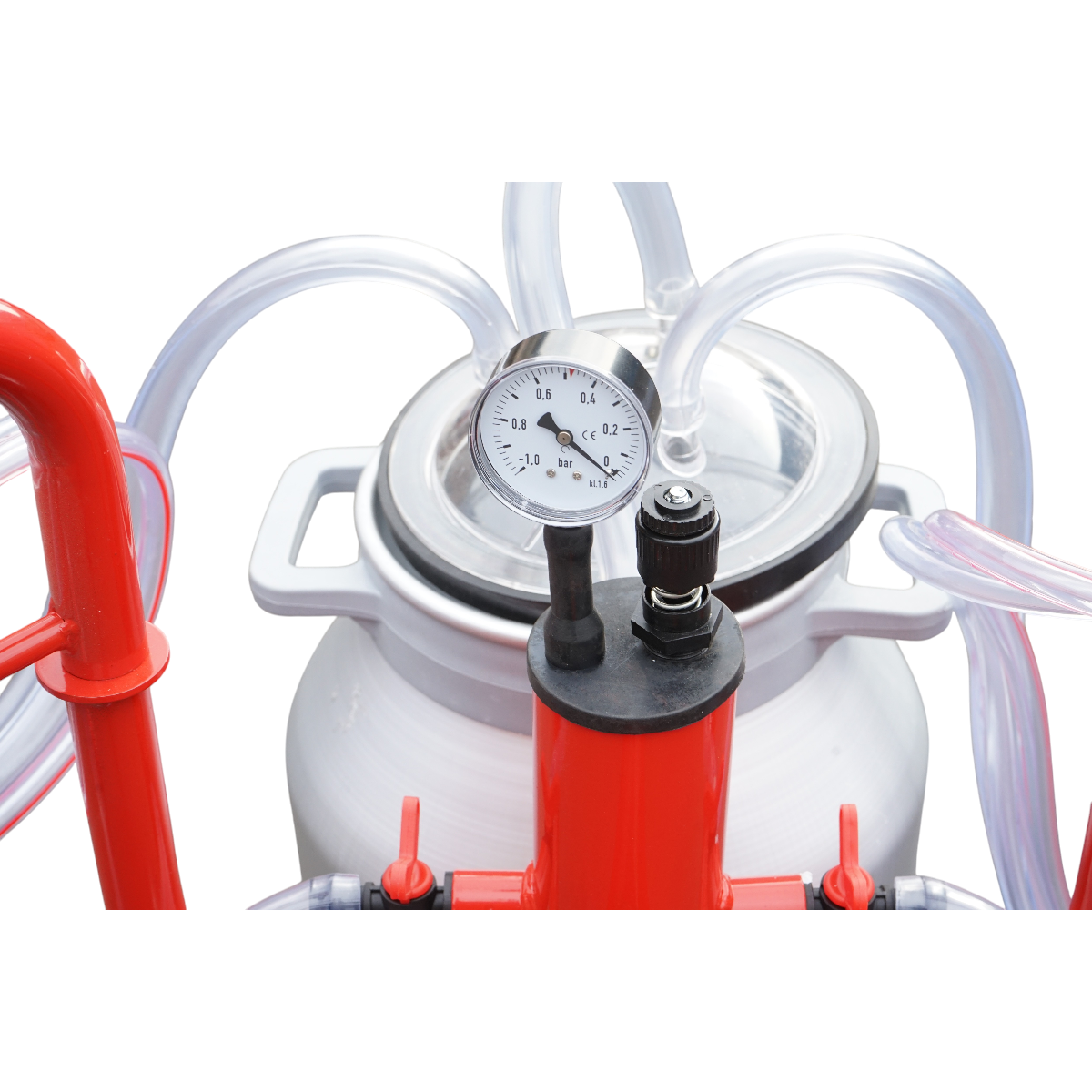 Aparat de muls vaci 2 posturi bidon 40L aluminiu cu vid in cadru(vacuum)  Breckner Germany – imagine 7