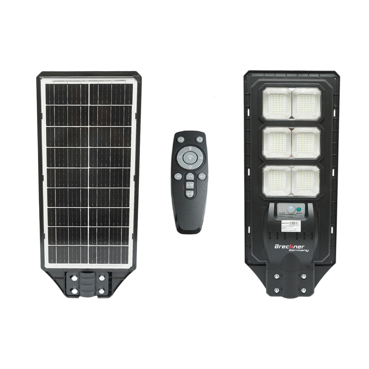 Lampa solara LED iluminat stradal 70W, 6500K cu panou solar, senzor miscare si telecomanda IP65 Breckner Germany