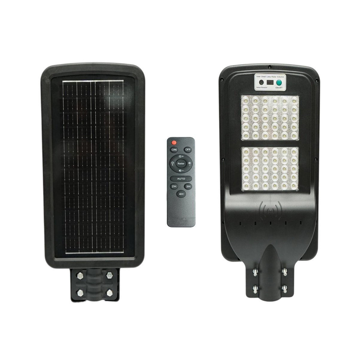 Lampa solara LED iluminat stradal 60W, 6500K cu panou solar, senzor de miscare si prindere pe stalp IP65 Breckner Germany