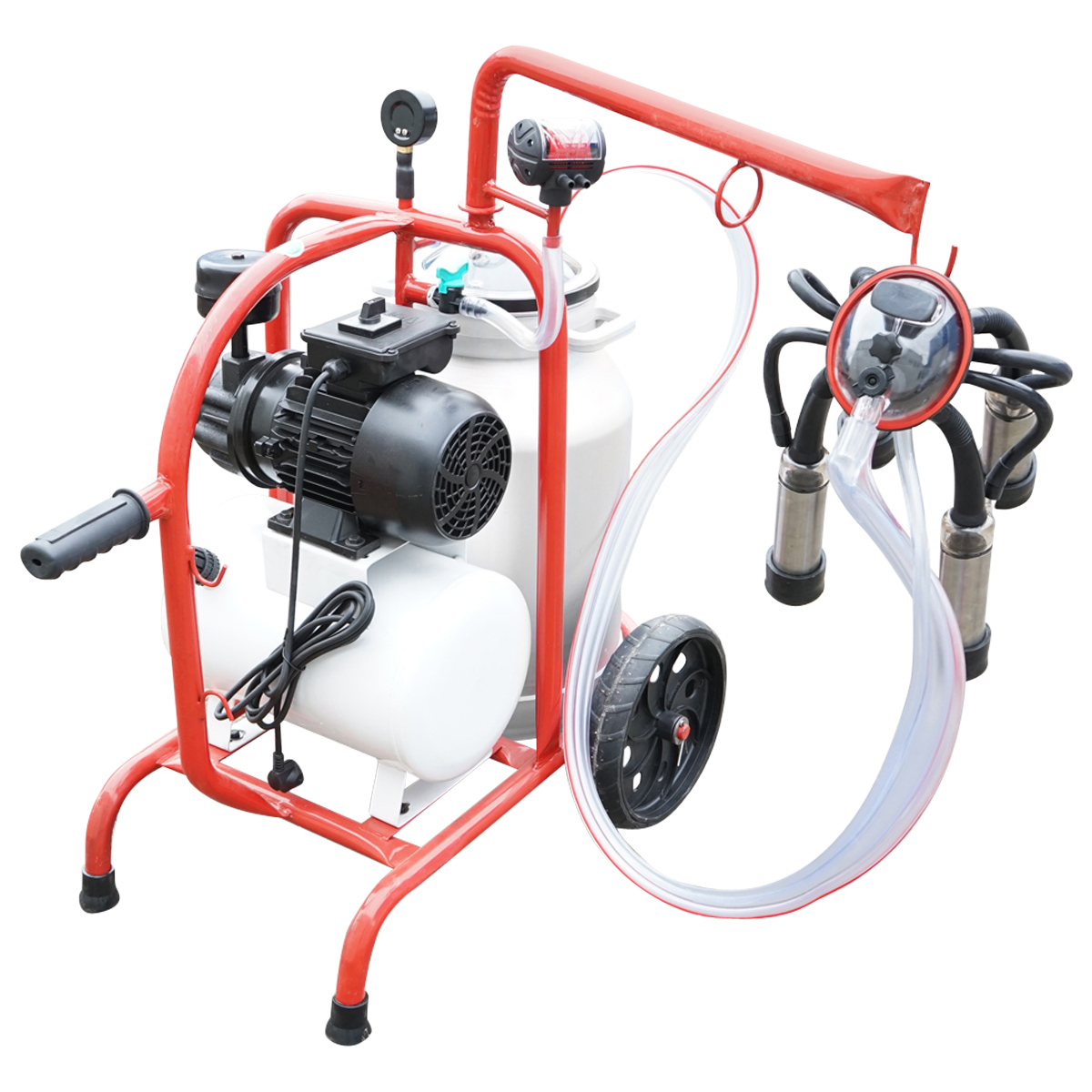 Aparat de muls vaci cu grup colector 160cc, sasiu vopsit electrostatic, bidon aluminiu 30L, 1 post Breckner Germany – imagine 5