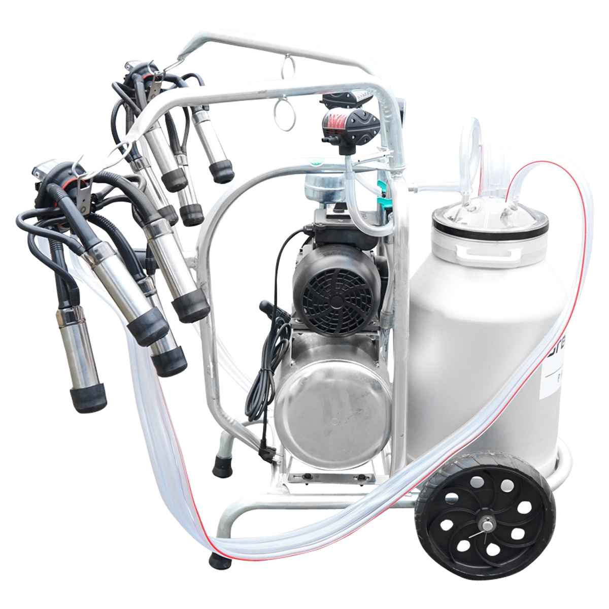 Aparat de muls vaci cu grup colector 160cc sasiu galvanizat bidon aluminiu 40L 2 posturi Breckner Germany – imagine 2