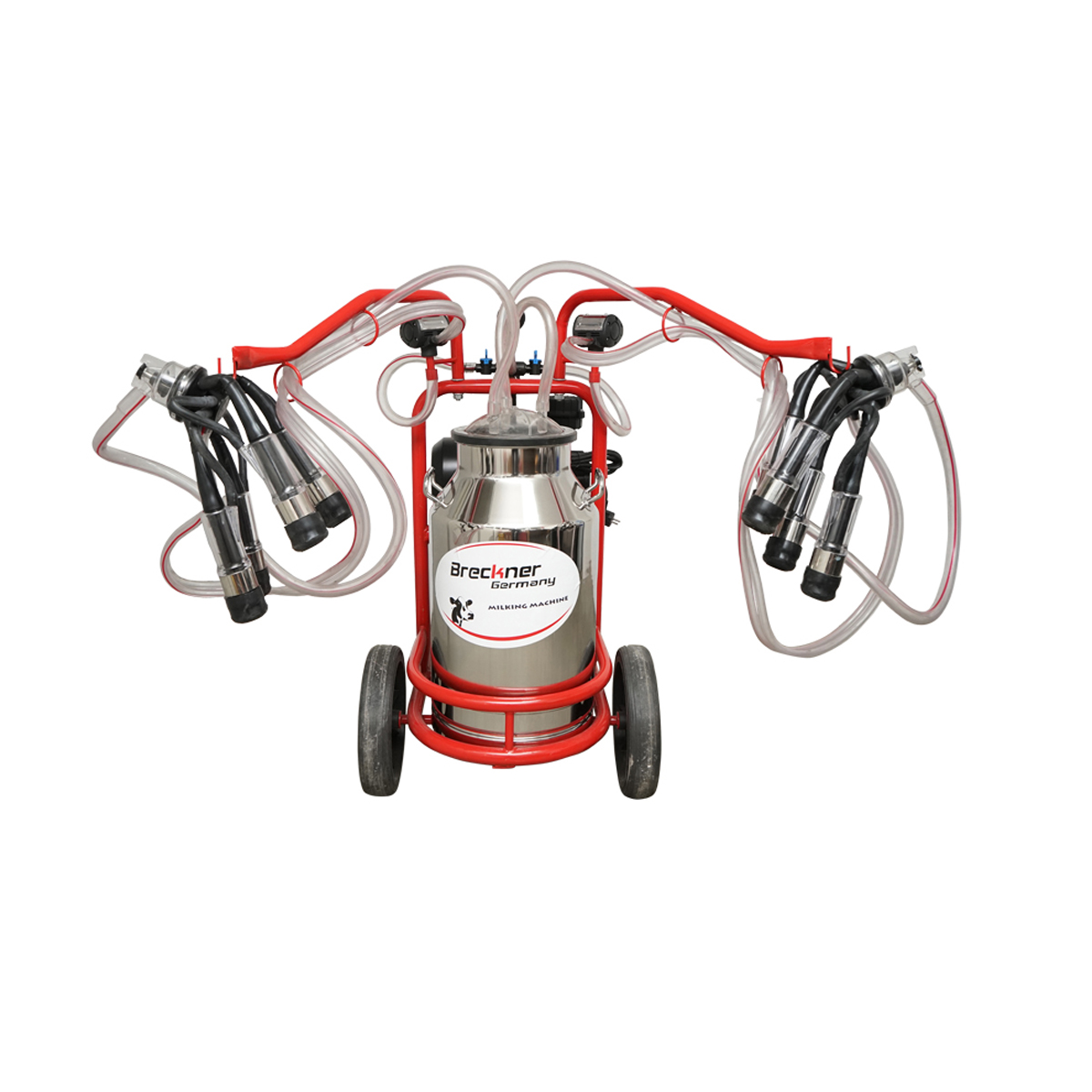 Aparat de muls vaci cu grup colector 160cc, sasiu galvanizat, bidon inox 40L, 2 posturi Breckner Germany