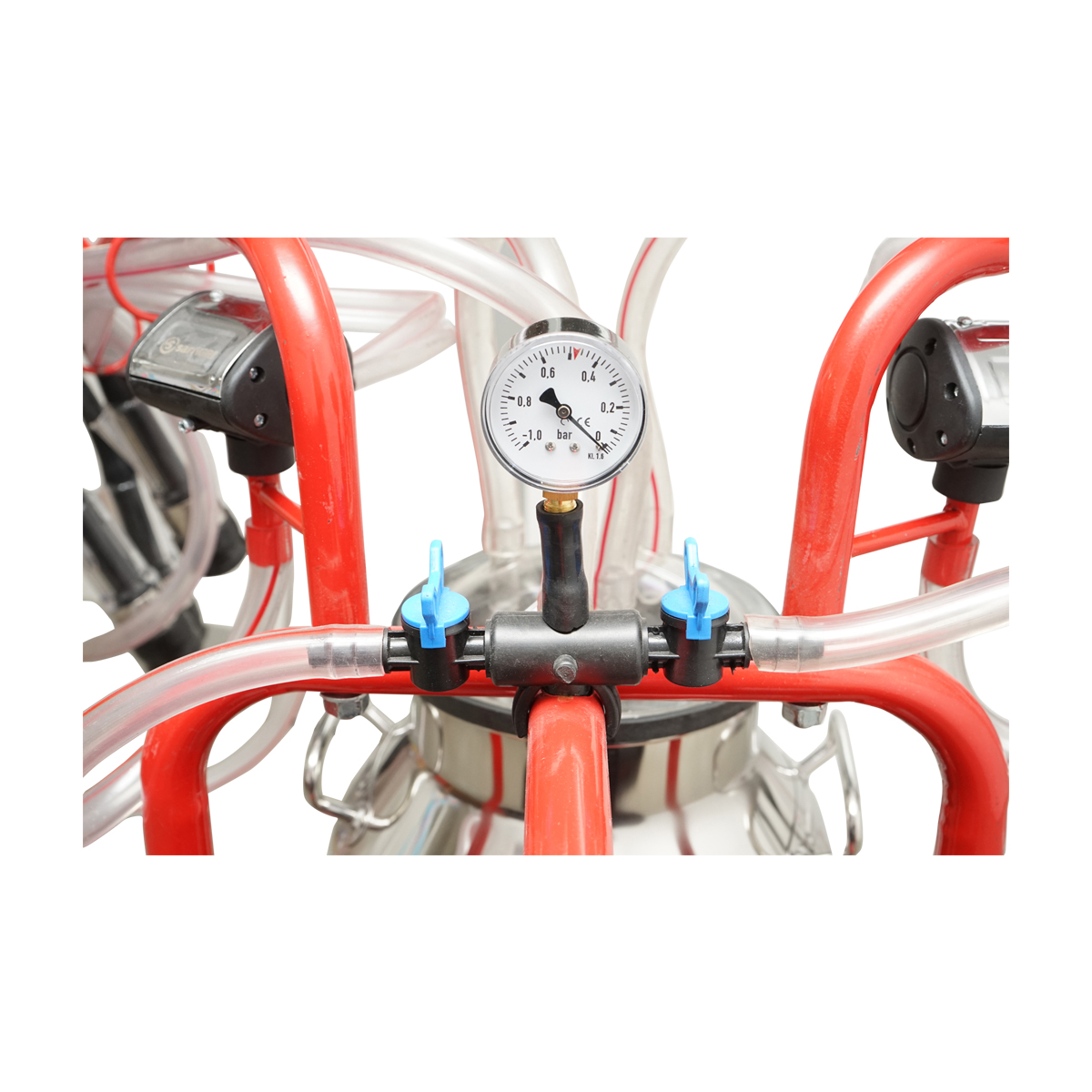 Aparat de muls vaci cu grup colector 160cc, sasiu galvanizat, bidon inox 40L, 2 posturi Breckner Germany – imagine 6