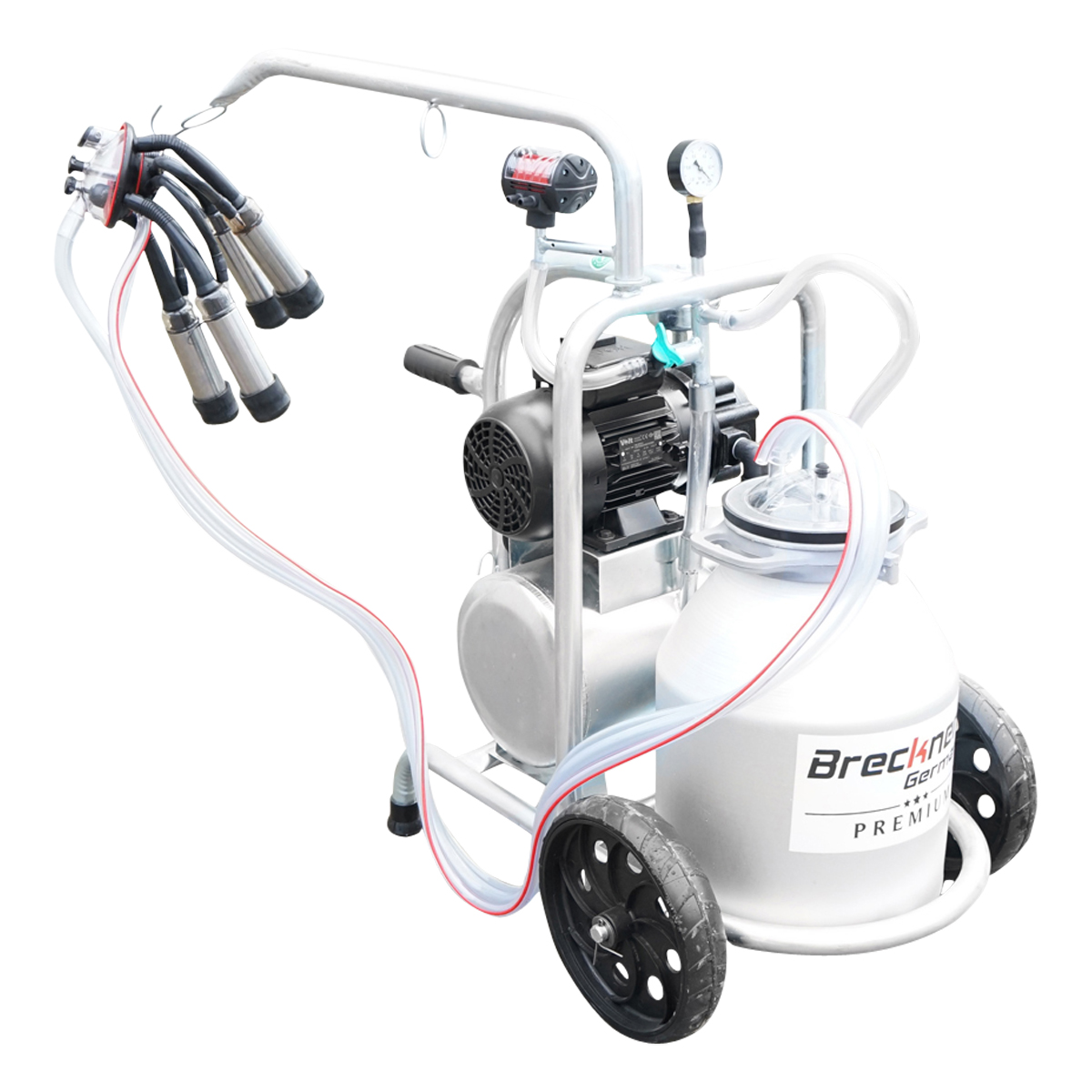 Aparat de muls vaci cu grup colector 160cc, sasiu galvanizat, bidon aluminiu 30L, 1 post Breckner Germany – imagine 8