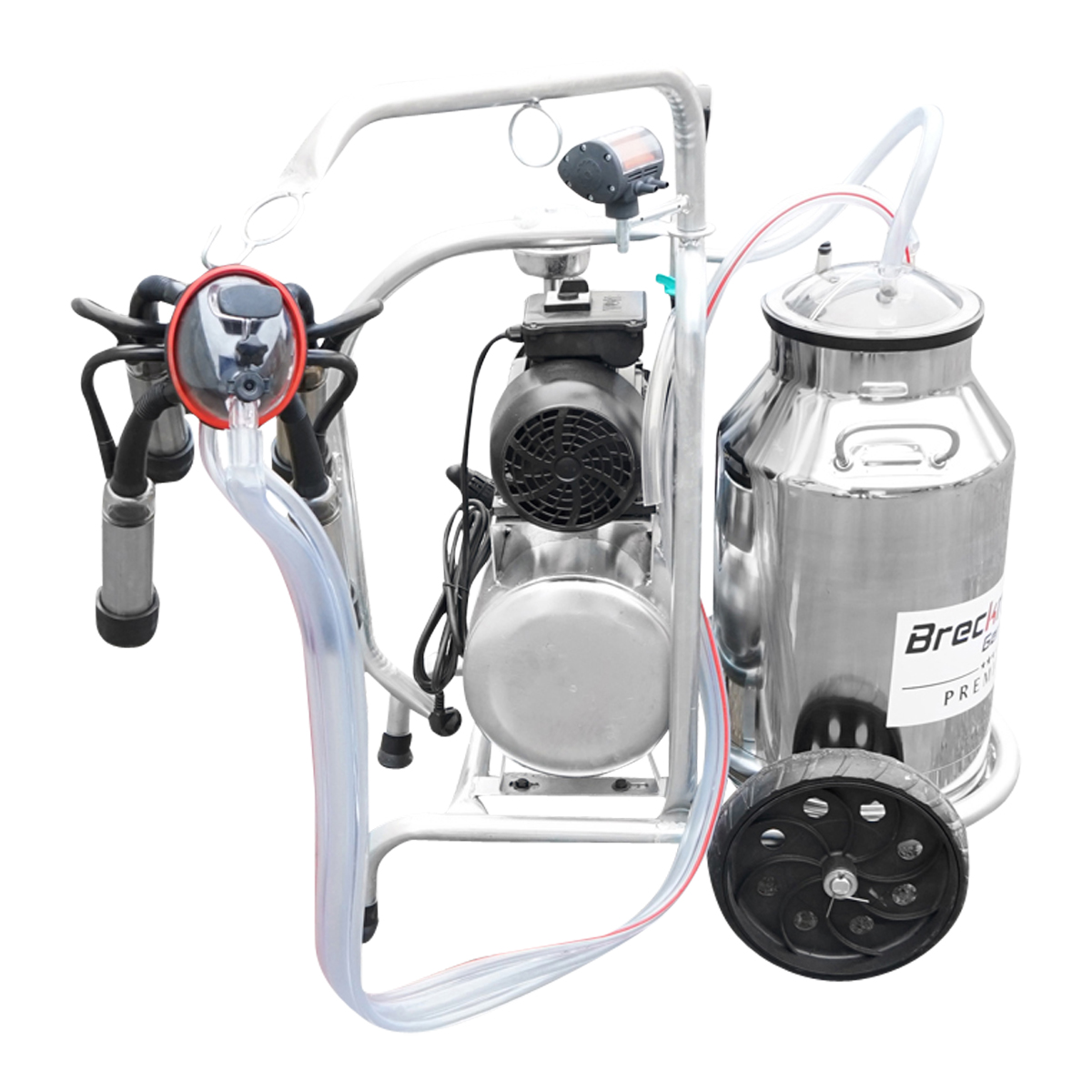 Aparat de muls vaci cu grup colector 160cc, sasiu galvanizat, bidon inox 30L, 1 post Breckner Germany – imagine 2