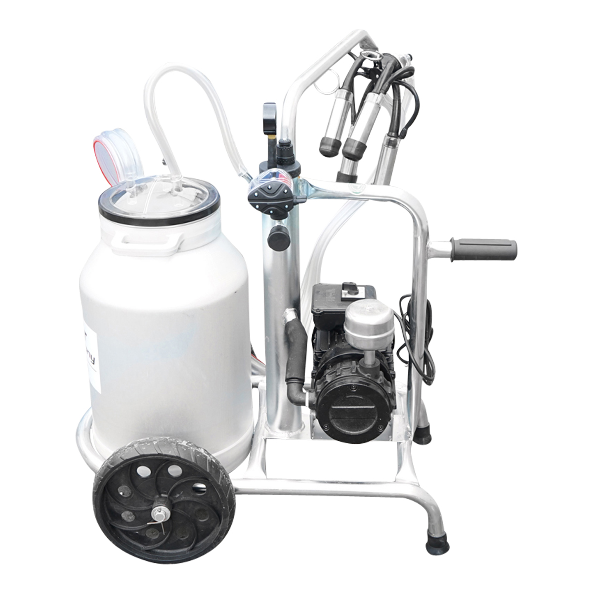 Aparat de muls vaci cu grup colector 160cc, sasiu galvanizat, bidon aluminiu 30L, 1 post, pahar inox Breckner Germany