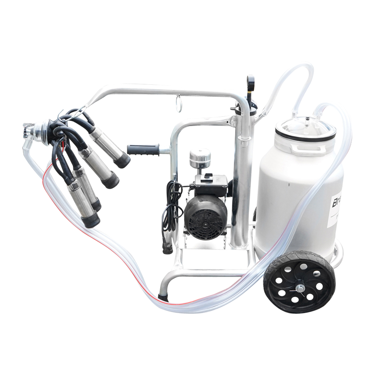 Aparat de muls vaci cu grup colector 160cc, sasiu galvanizat, bidon aluminiu 30L, 1 post, pahar inox Breckner Germany – imagine 2