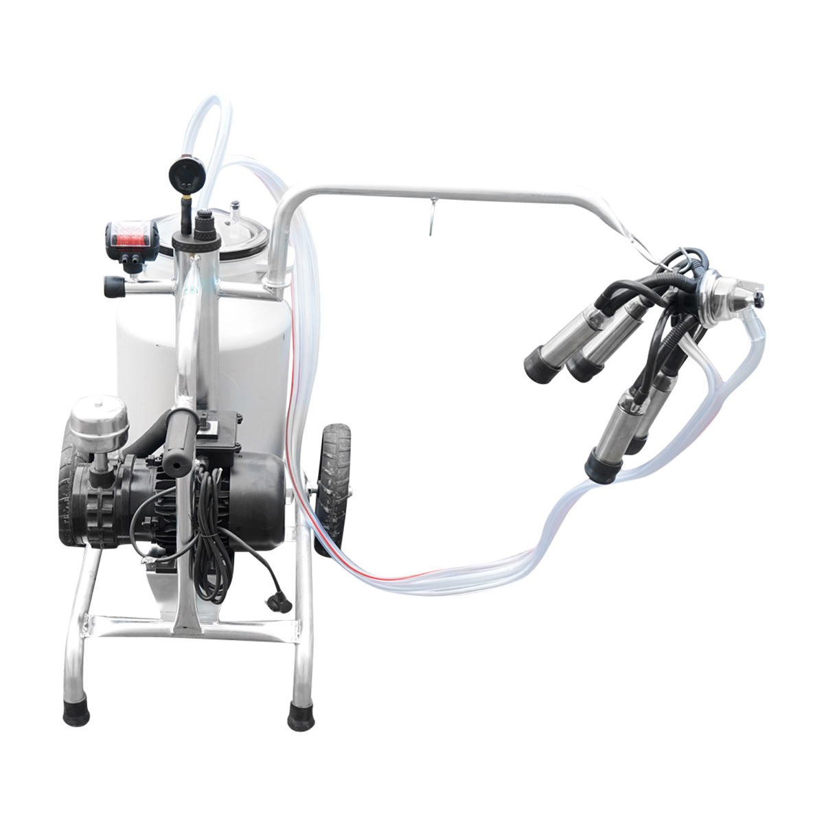 Aparat de muls vaci cu grup colector 160cc, sasiu galvanizat, bidon aluminiu 30L, 1 post, pahar inox Breckner Germany – imagine 4