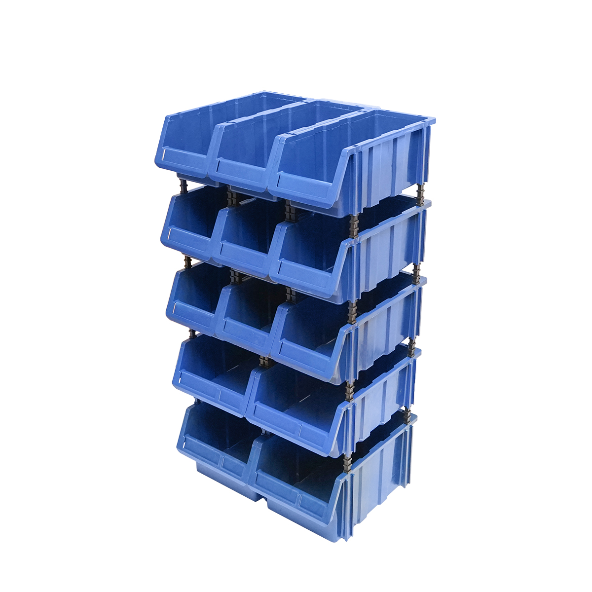 Stand cu 13 cutii pentru depozitare / organizare, cutie din plastic albastra, 510x400x1000mm – imagine 3