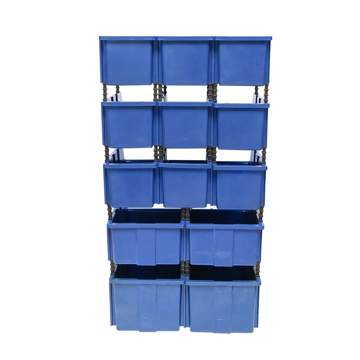 Stand cu 13 cutii pentru depozitare / organizare, cutie din plastic albastra, 510x400x1000mm – imagine 7