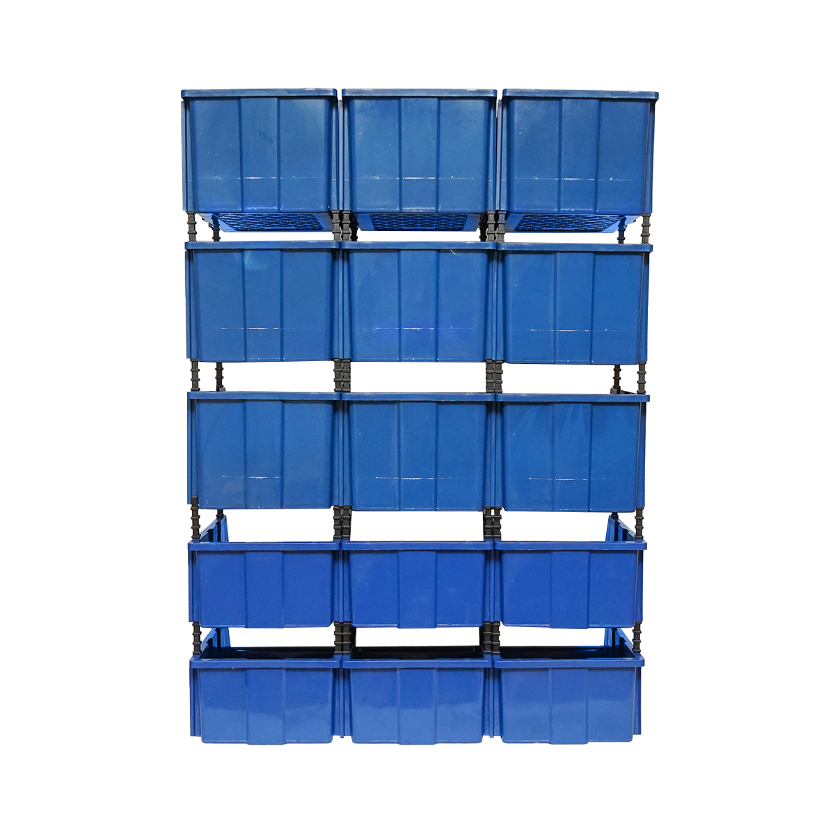 Stand cu 15 cutii pentru depozitare / organizare, cutie din plastic albastra, 765x400x1100mm – imagine 2