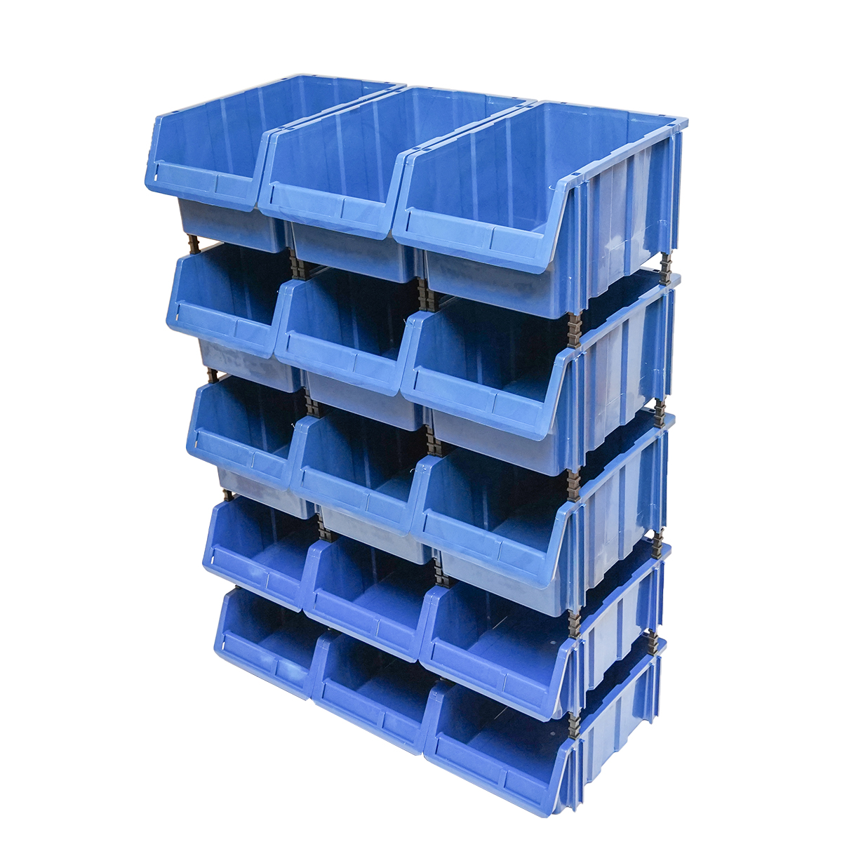 Stand cu 15 cutii pentru depozitare / organizare, cutie din plastic albastra, 765x400x1100mm – imagine 3