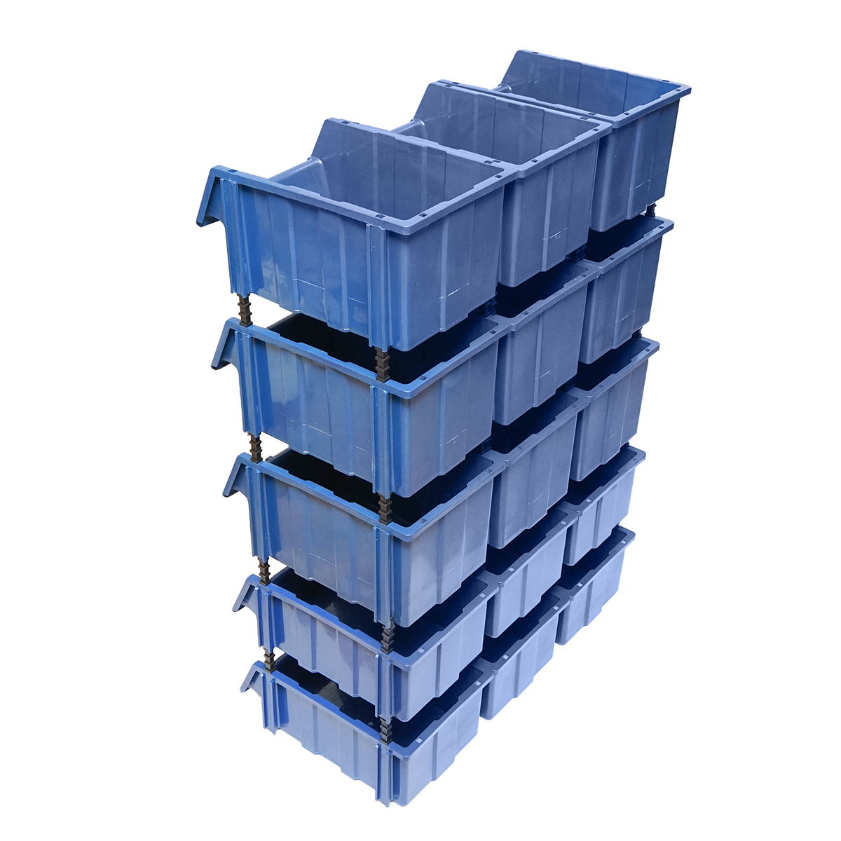 Stand cu 15 cutii pentru depozitare / organizare, cutie din plastic albastra, 765x400x1100mm – imagine 4