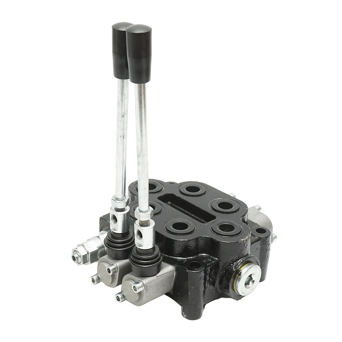 Distribuitor hidraulic cu 2 manete 150 Bar, debit 80L/min M22x1.5mm pentru Tractor Forestier si Graifer – imagine 4
