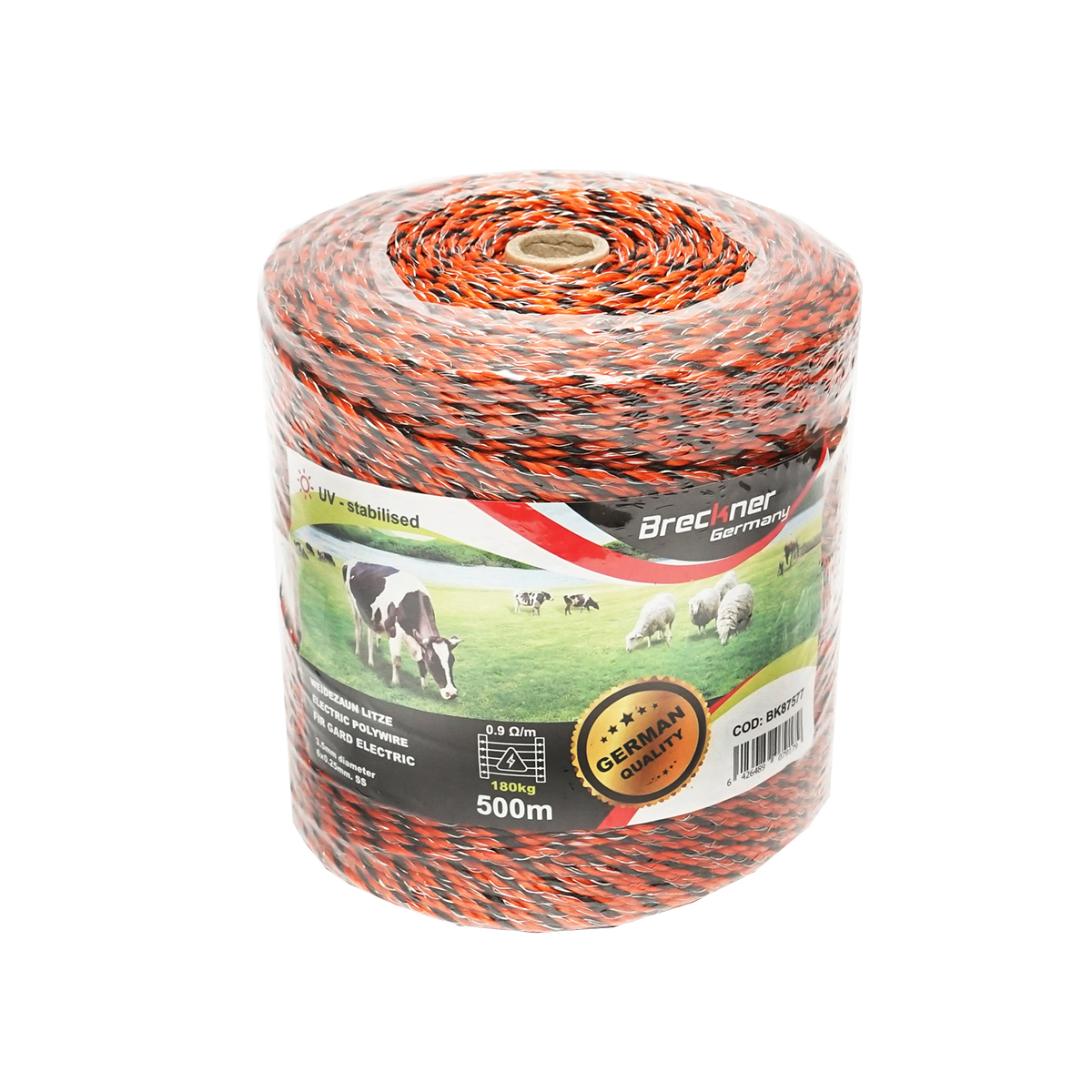 Rola fir portocaliu-negru fi 3.5mm 6x0.25mm SS, 0.9 Ohm/m, 500m gard electric Breckner Germany – imagine 3