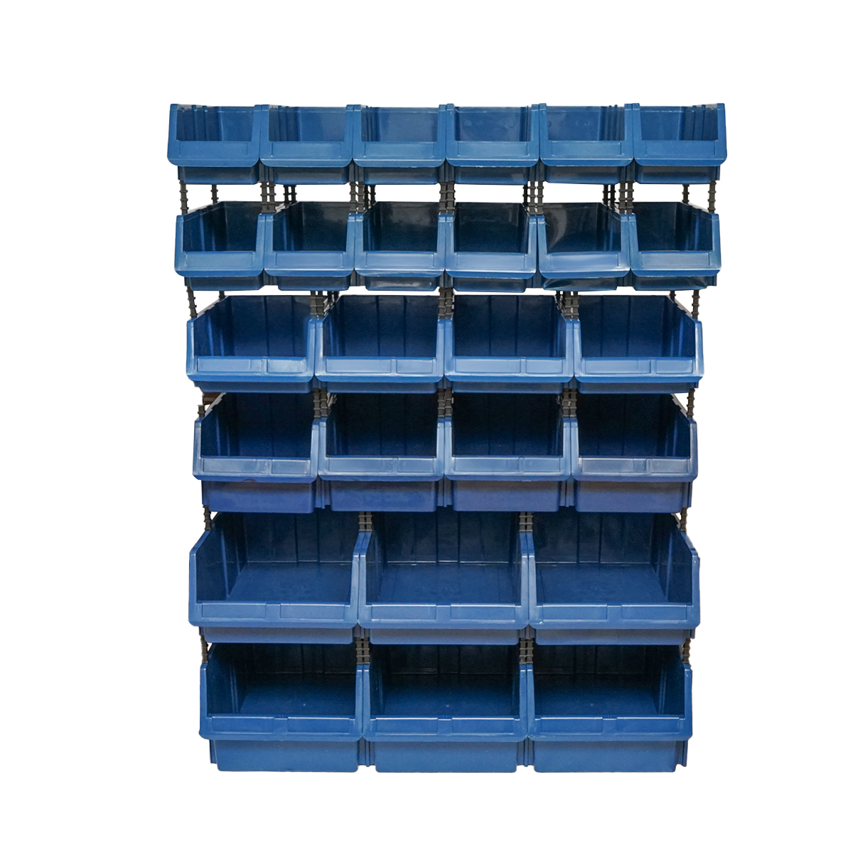 Stand cu 26 cutii pentru depozitare / organizare, cutie din plastic albastra,1020x510x1350mm