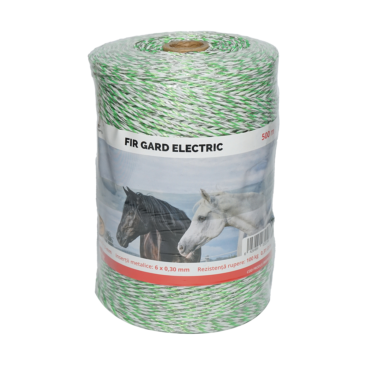 Rola fir verde-alb fi 3mm 6x0.3mm SS 0.31 Ohm/m, 500m gard electric Breckner Germany