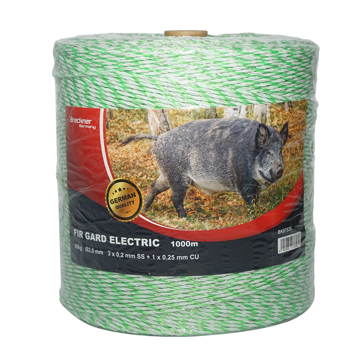 Rola fir verde fluorescent-alb fi 2.5mm 3x0.2mm SS, 1x0.25mm Cu, 1000m gard electric Breckner Germany