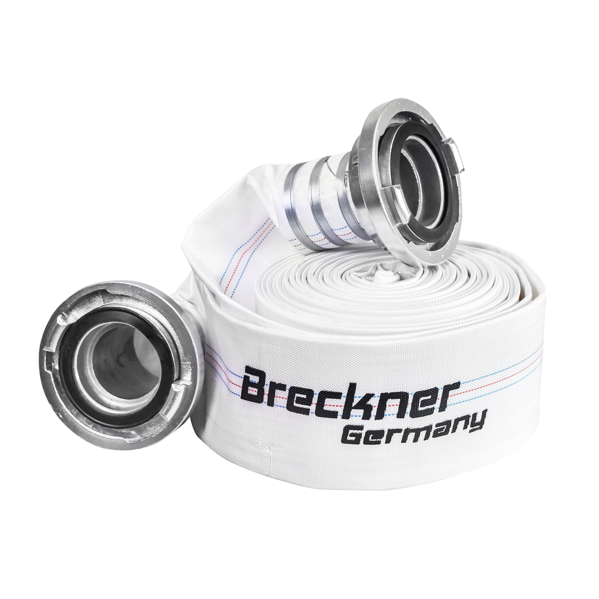 Furtun irigatii/pomp. premium din PVC 4 toli, lungime 20m cu racord aluminiu, max 10bar, panzat Breckner Germany