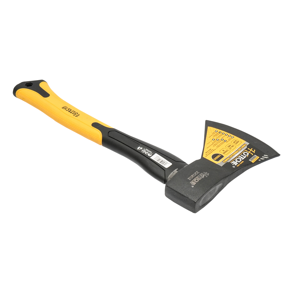 Topor profesional 1000g cu maner din fibra de sticla si lama din otel forjat tratat termic Hoteche – imagine 4