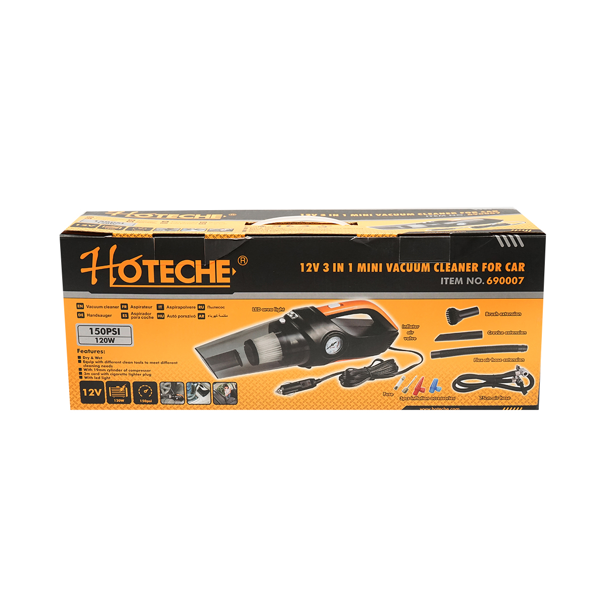 Aspirator si compresor auto 3 in 1 12V 60W/120W presiune maxima 10.3 Bar Hoteche – imagine 6