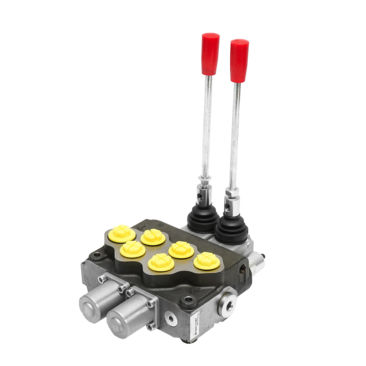 Distribuitor hidraulic cu 2 manete supapa de siguranta SD11 debit 80L/min levier si reductie -15 /+80 Breckner Germany