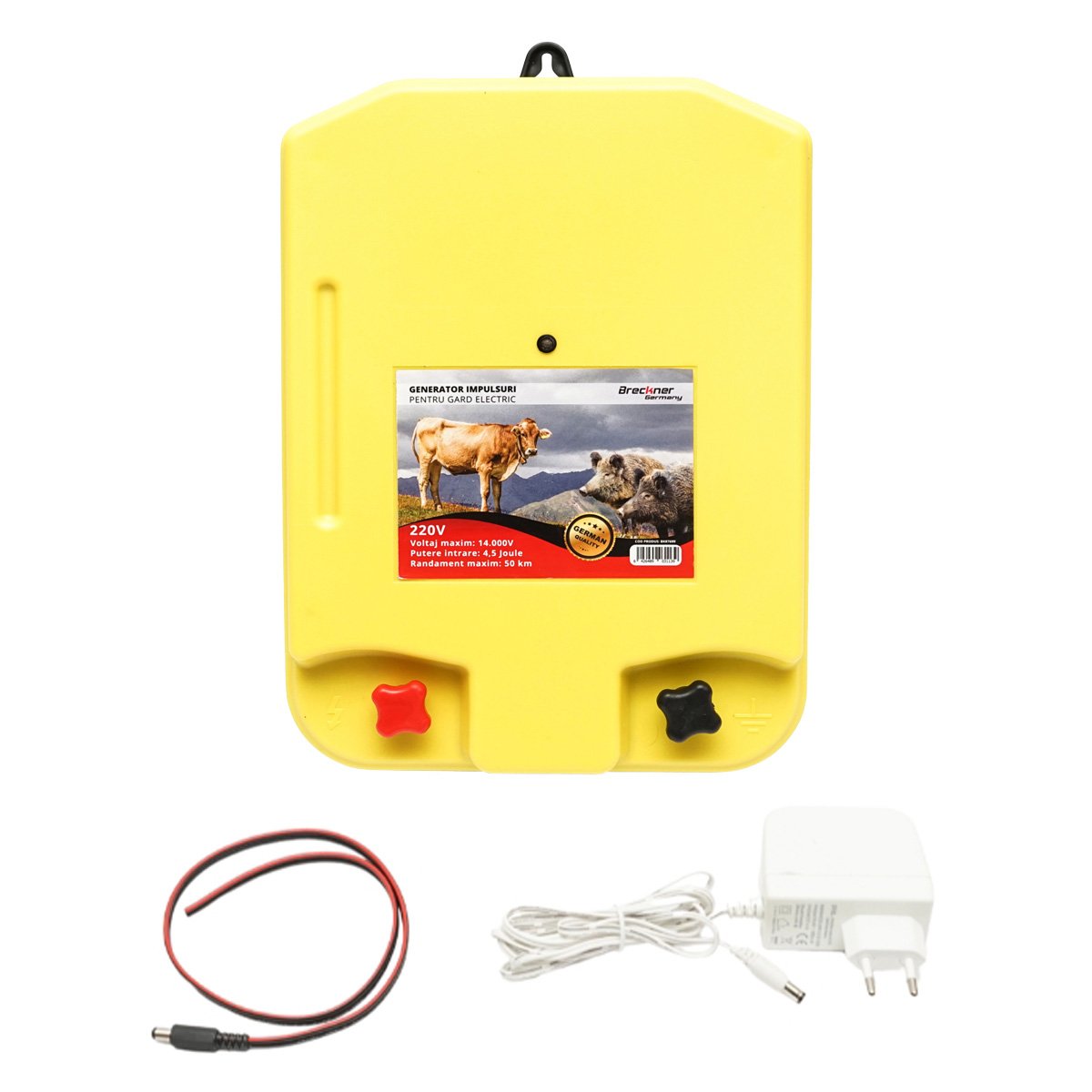 Aparat generator de impulsuri 220V 4.5 Joule, 50Km pentru gard electric Breckner Germany