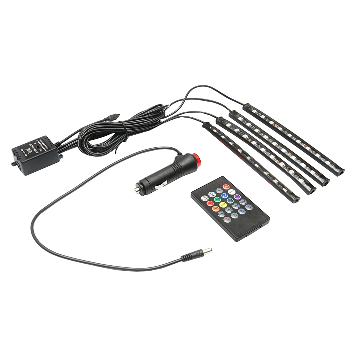 Kit lumini ambientale interior auto RGB LED 12V/6A cu telecomanda