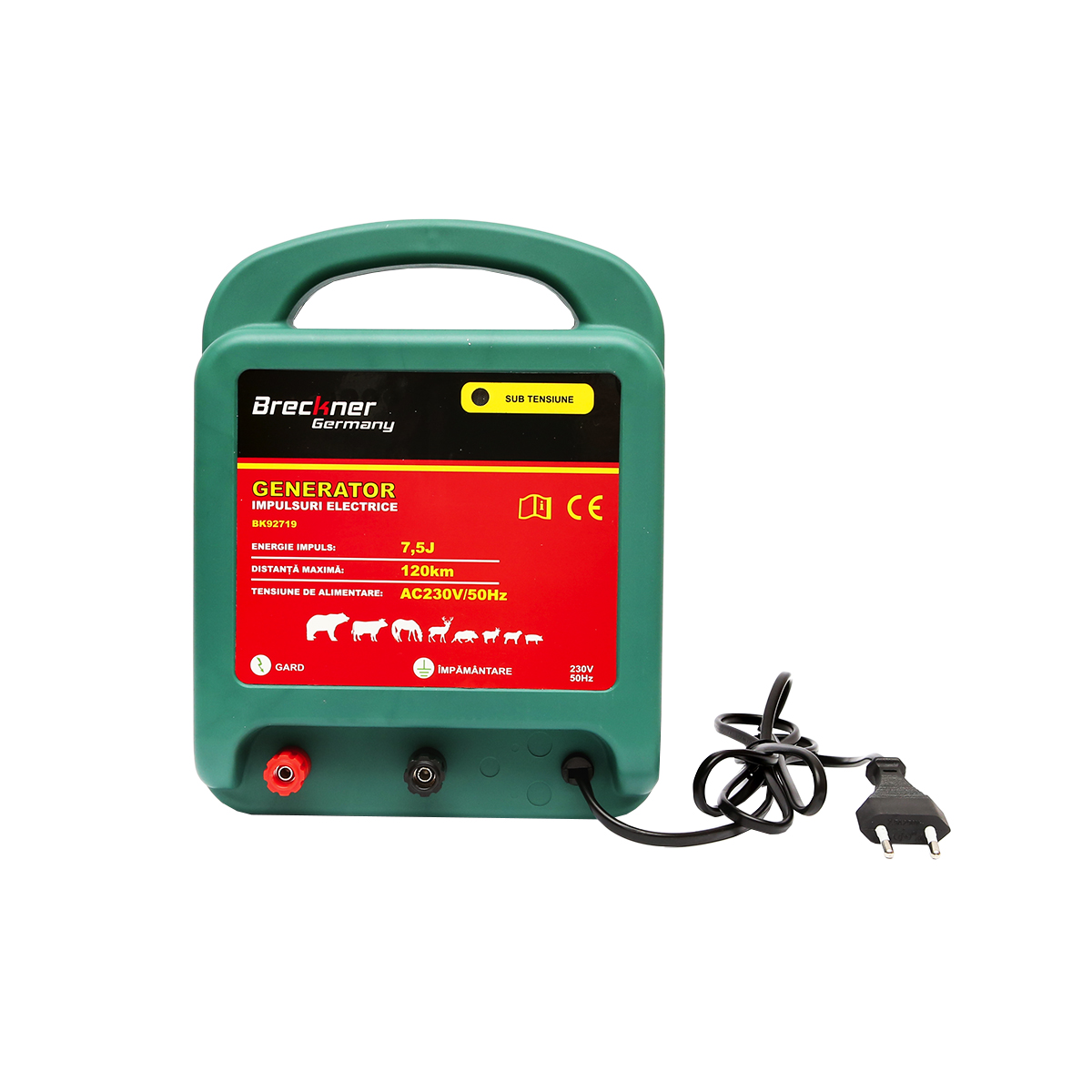 Aparat generator de impulsuri AC230V/50Hz 7.5 Joule, 120km pentru gard electric Breckner Germany