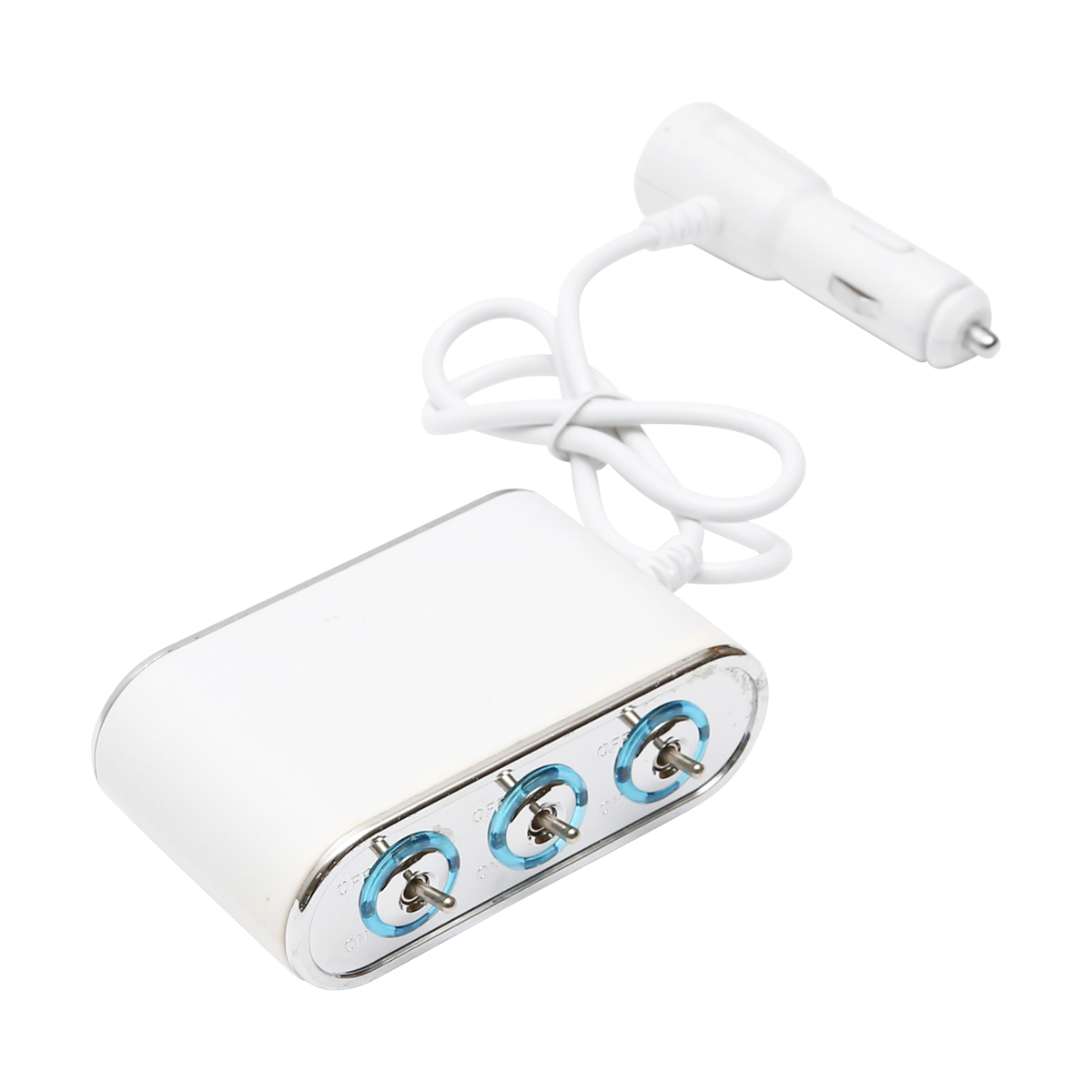 Adaptor bricheta auto tripla 12/24V alb cu intrerupator individual si 1 port USB 5V 2.1A – imagine 2