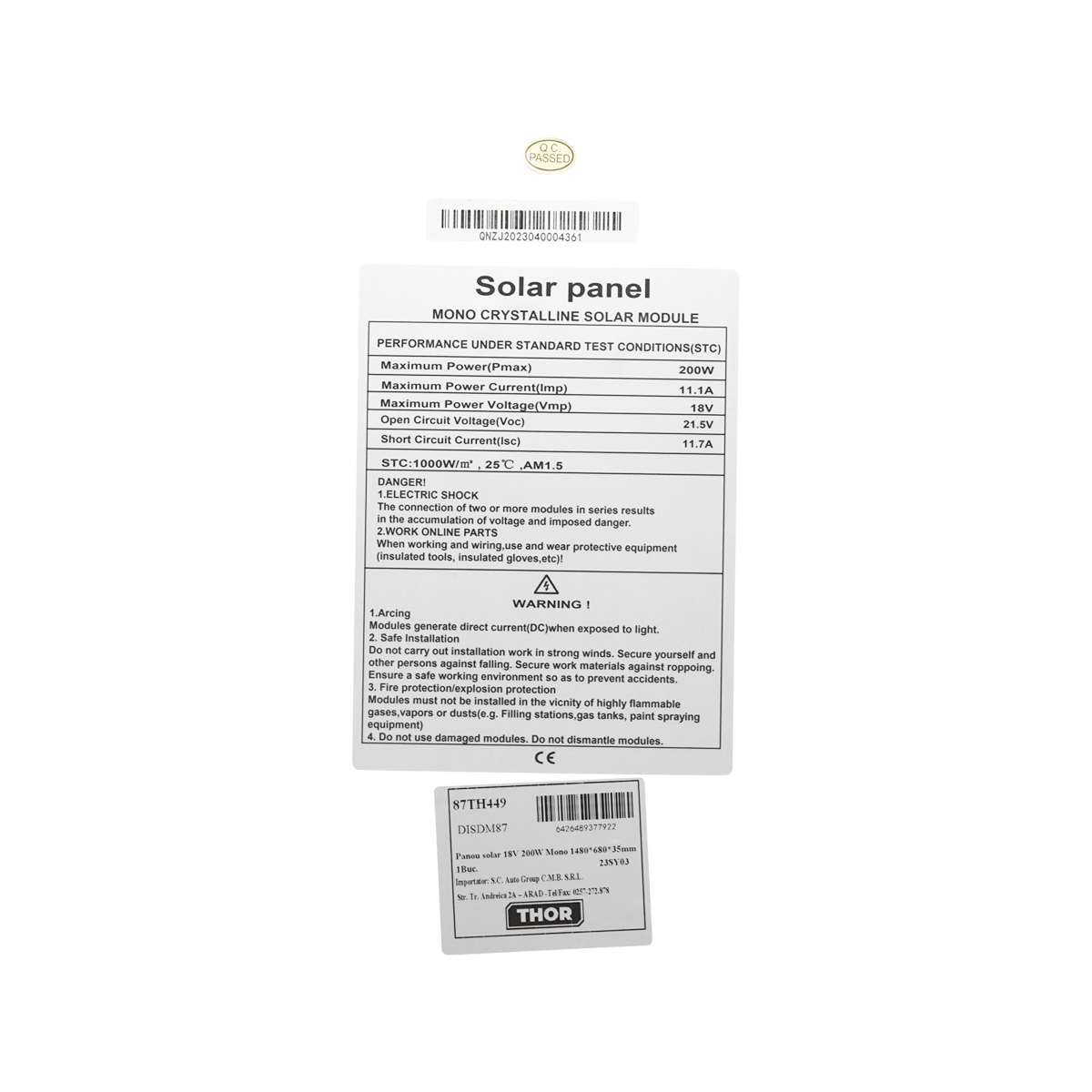 Panou solar 200W monocristalin cu conector MC4 1480x680x35mm – imagine 4